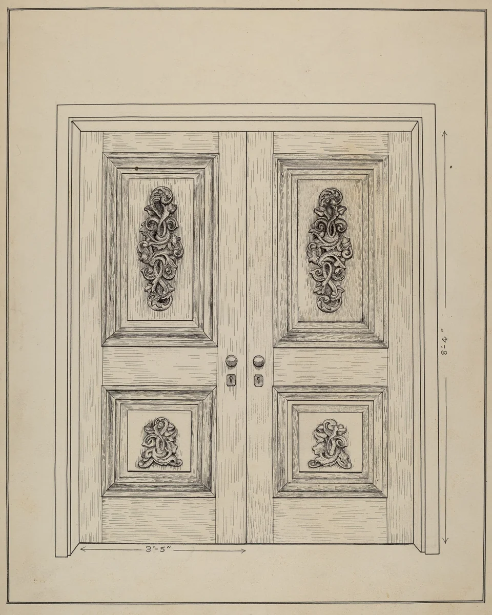 Carved Wooden Door by Ray Price, index of american design, 1936