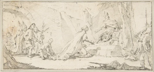 Illustration for a Book: Supplicants Imploring an Emperor for Peace by Giovanni Battista Tiepolo, drawing, 1696-1770