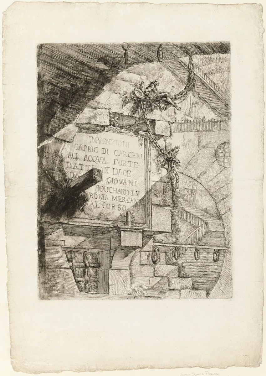 Title Page from Imaginary Prisons by Giovanni Battista Piranesi, print, 1750-1760