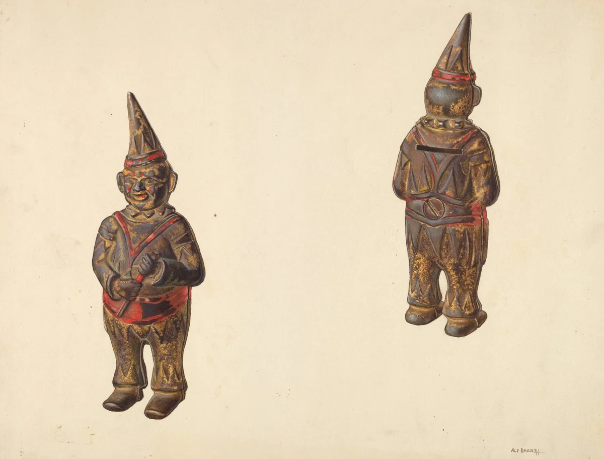 Fat Clown Coin Bank by Alf Bruseth, index of american design, 1938