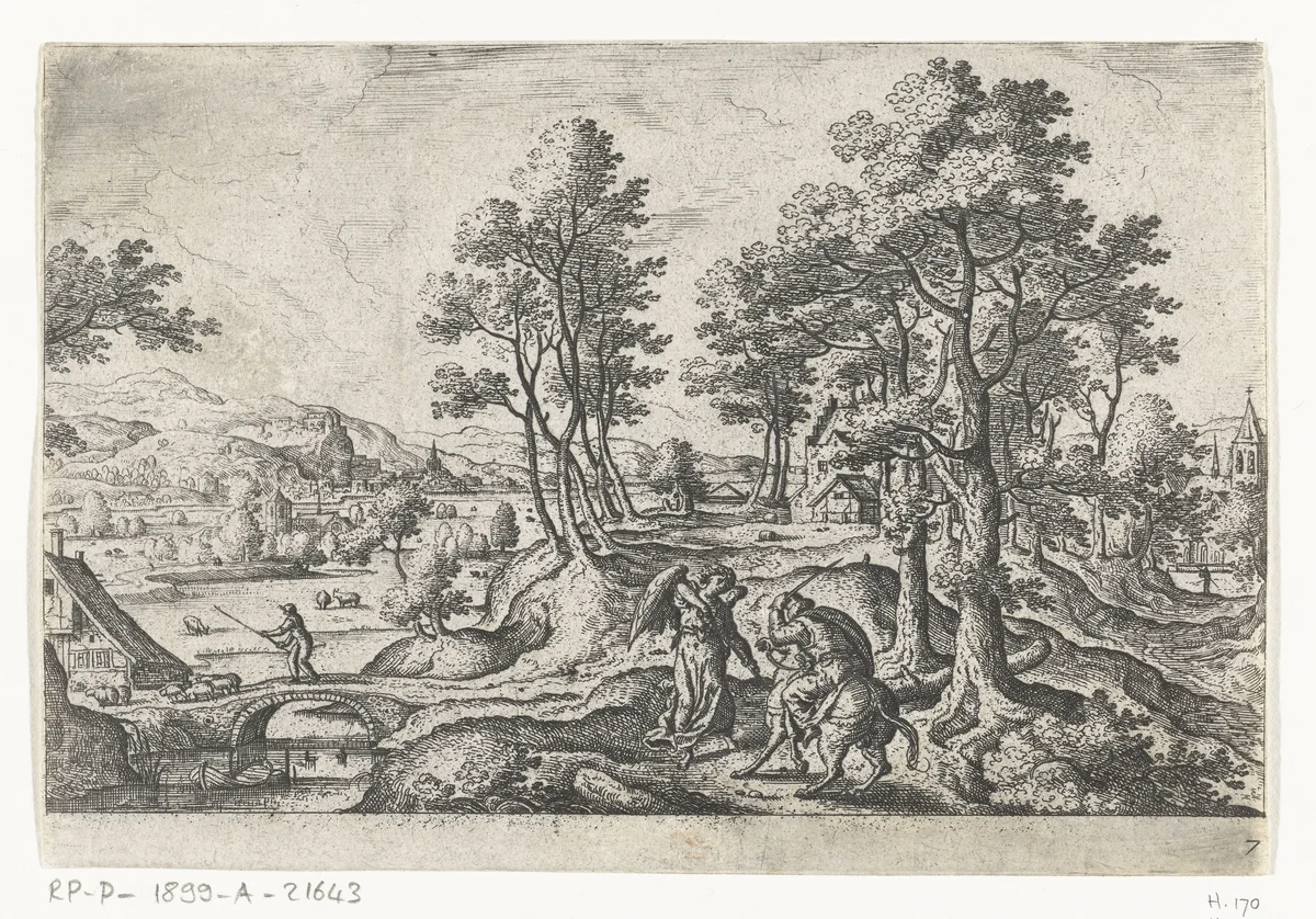Bileam en zijn ezel by anonymous, print, 1550-1650