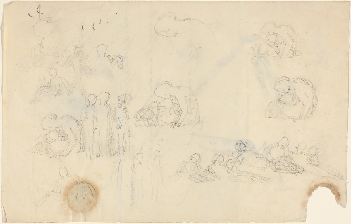 Sheet of Studies [recto and verso] by John Flaxman, drawing, 1755-1826