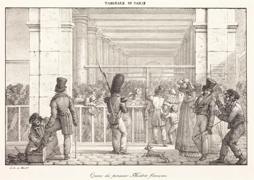 Queue du premier Theâtre français by Jean Henri Marlet, print, 1770-1847