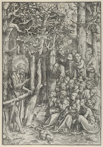 The Sermon of St. John the Baptist by Lucas Cranach, print, 1516