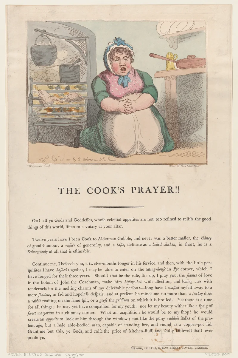 The Cook's Prayer!! by Thomas Rowlandson, print, 1801