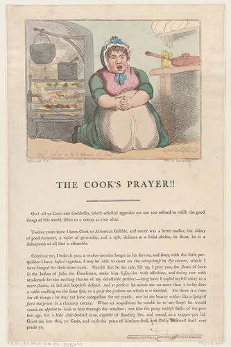 The Cook's Prayer!! by Thomas Rowlandson, print, 1801