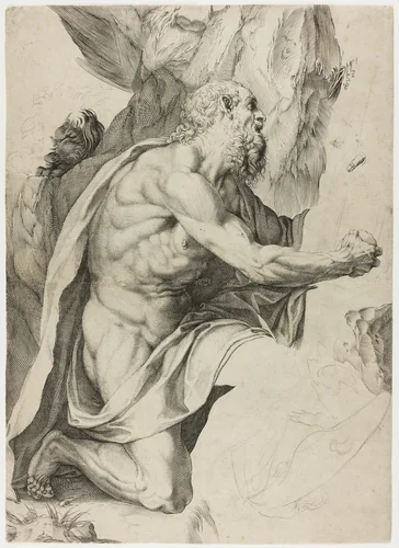 Saint Jerome in Penitence by Agostino Carracci, print, 1577-1602