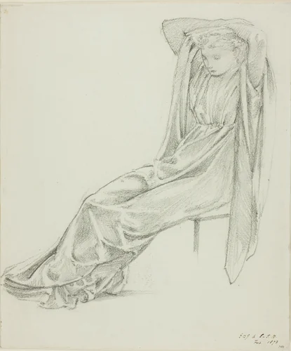 Seated Female Figure by Edward Burne-Jones, drawing, 1873