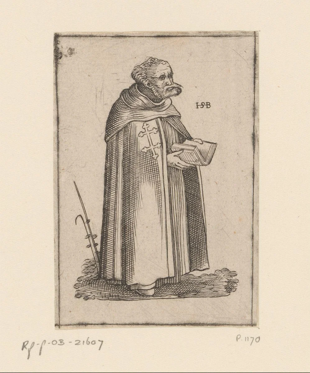 Monnik van de orde der Kruisheren by anonymous, print, 1526