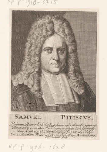 Portret van Samuel Pitiscus by Johann Friedrich Schmidt, print, 1727-1765