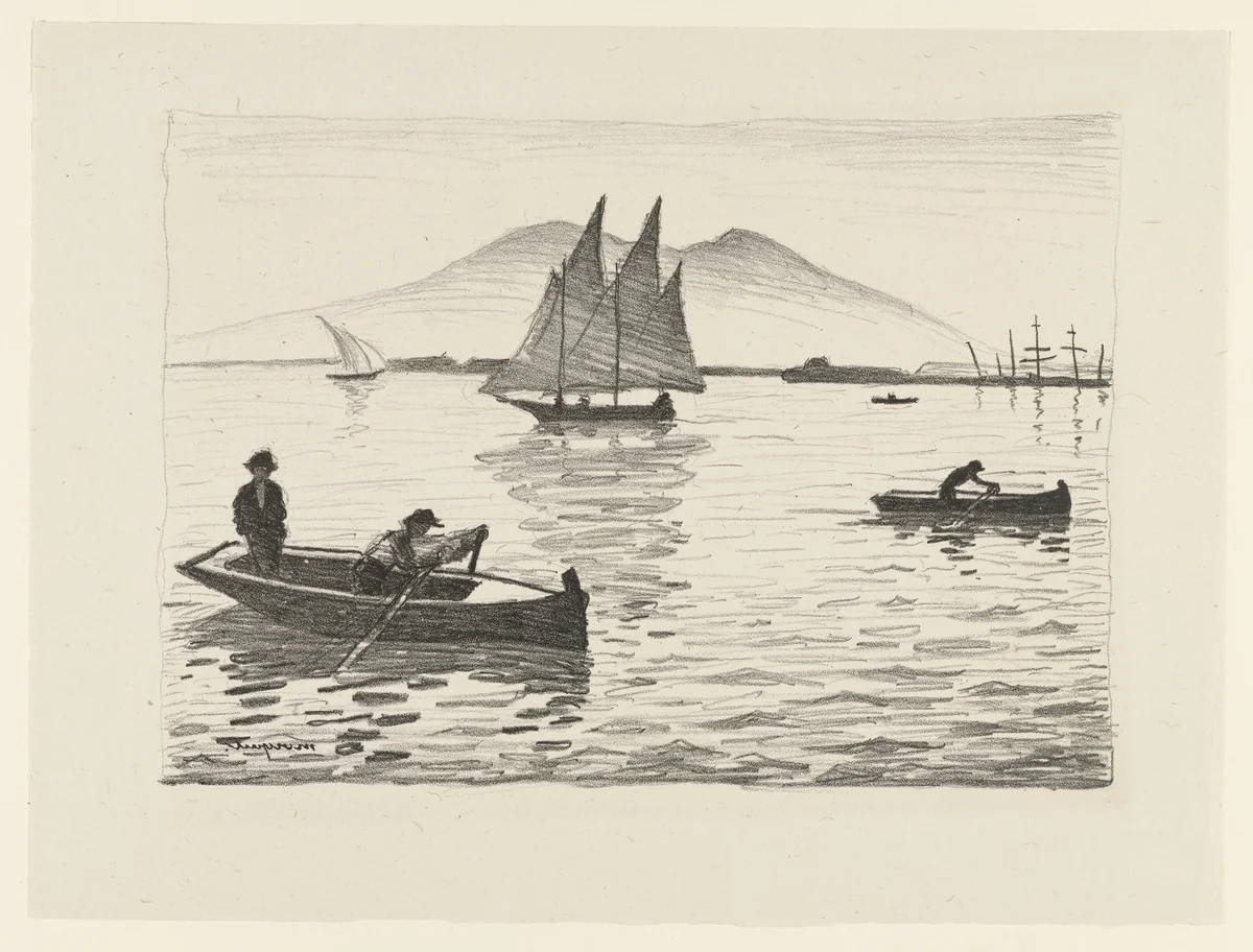 The Port of Naples (Le Port de Naples) from Essai dur l'histoire de la lithographie en France. Les Peintures lithographes de Manet à Matisse. Album de lithographies originales. by Albert Marquet, print, 1924