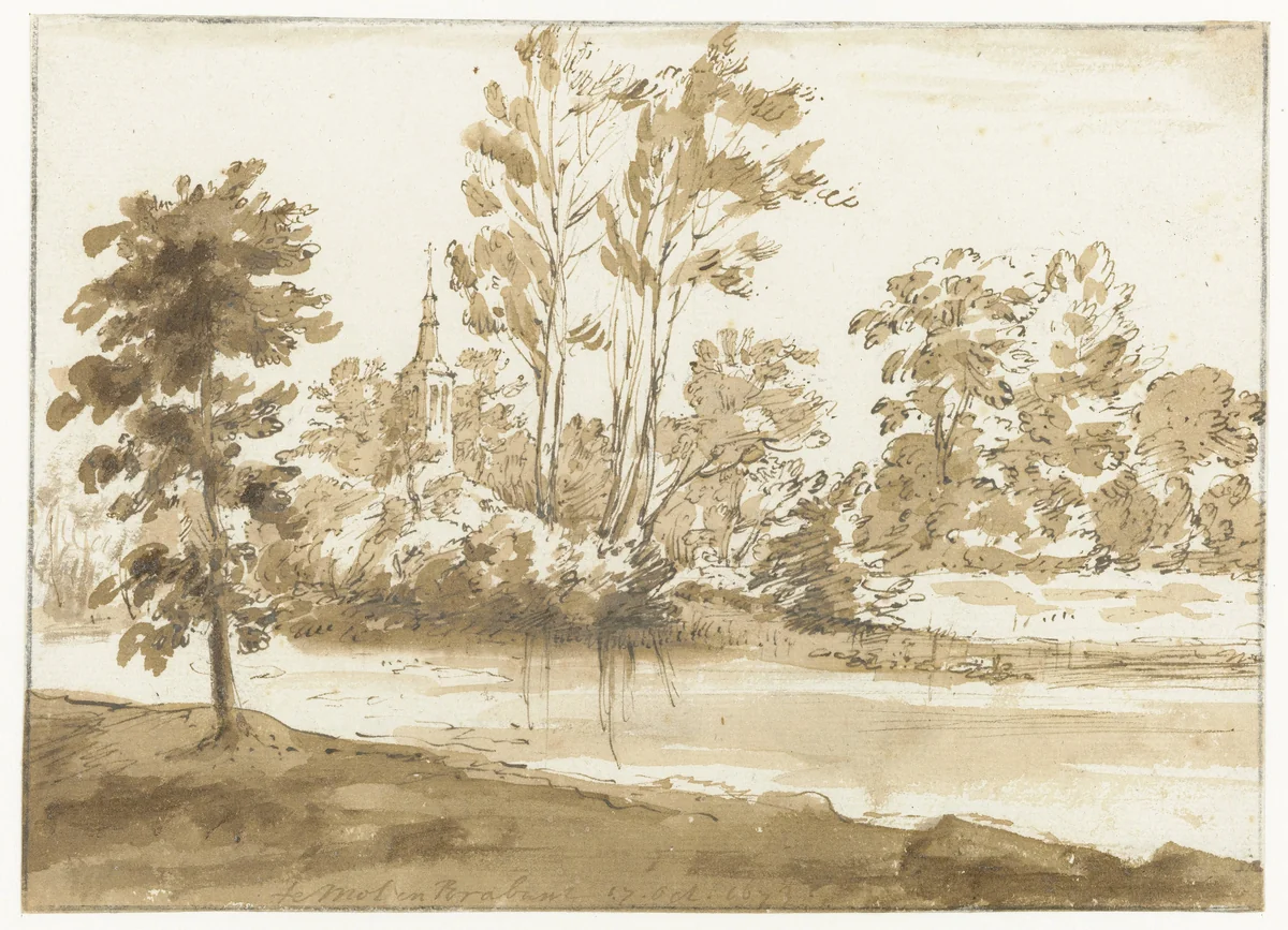 Gezicht op Mol by Constantijn Huygens, drawing, 1673