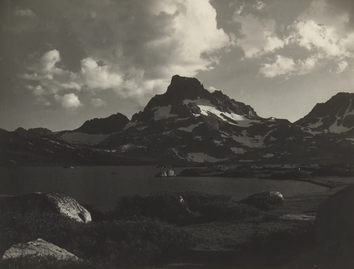 Banner Peak and Thousand Island at Sunset by Ansel Adams, photograph, 1923