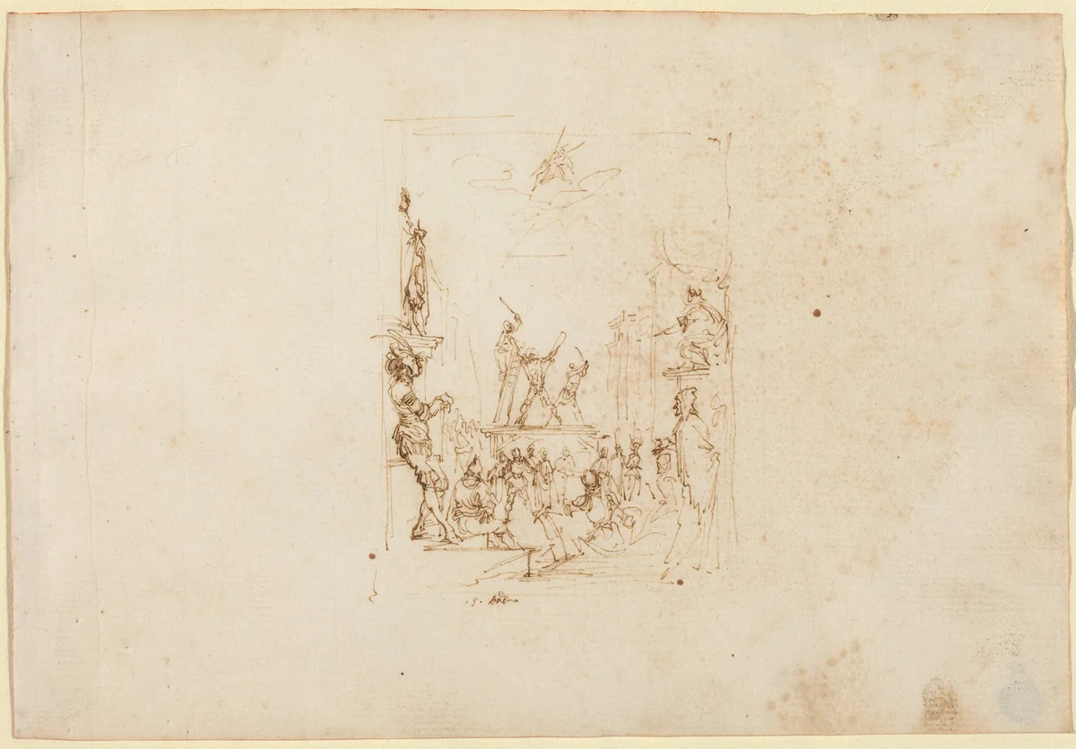 The Martyrdom of Saint Andrew by Stefano della Bella, drawing, 1610-1664