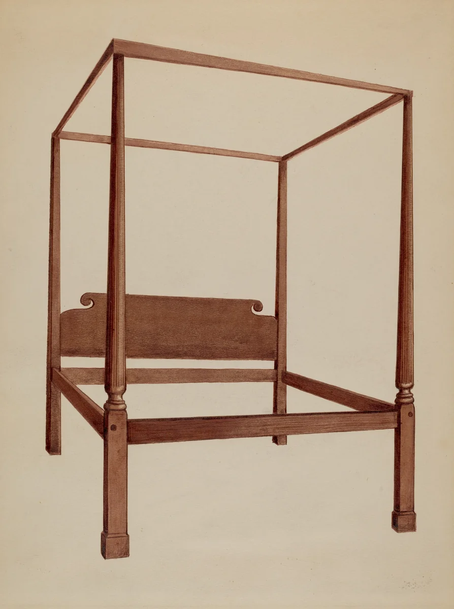 Four Post Bed by Fred Weiss, index of american design, 1936