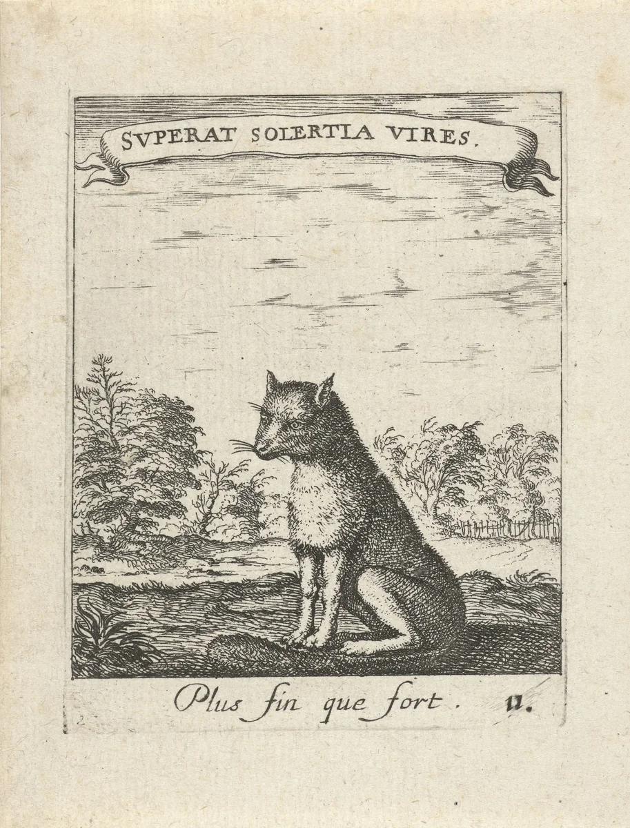 Landschap met vos by Albert Flamen, print, 1672