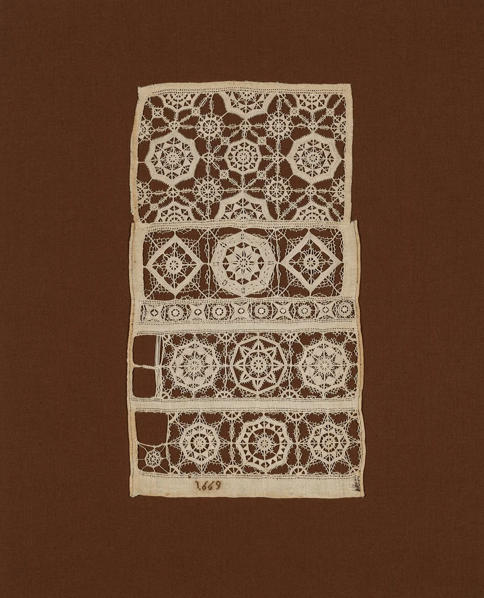 Fragment of a Sampler by England, textile, 1669