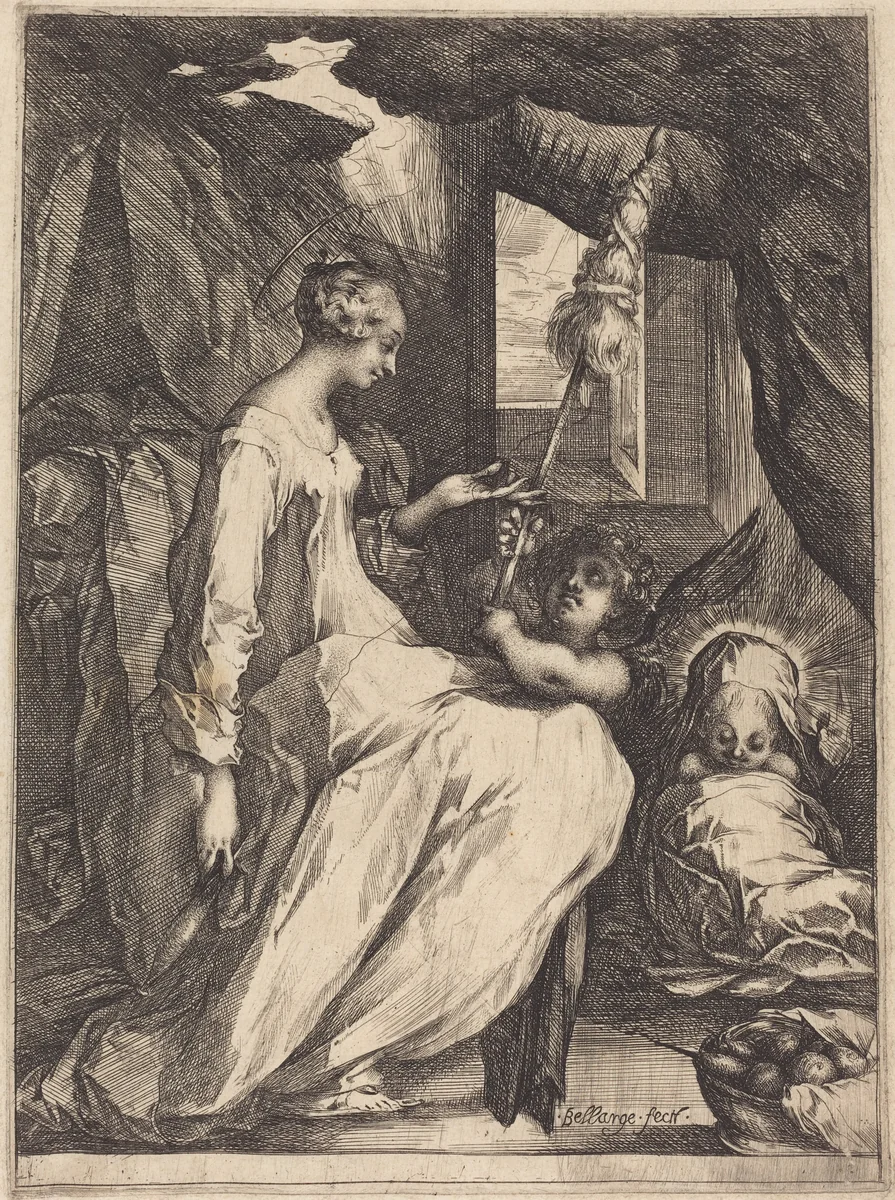 The Madonna Spinning by Jacques Bellange, print, 1615
