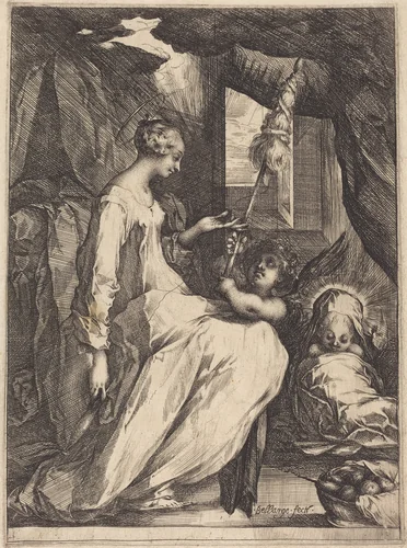 The Madonna Spinning by Jacques Bellange, print, 1615