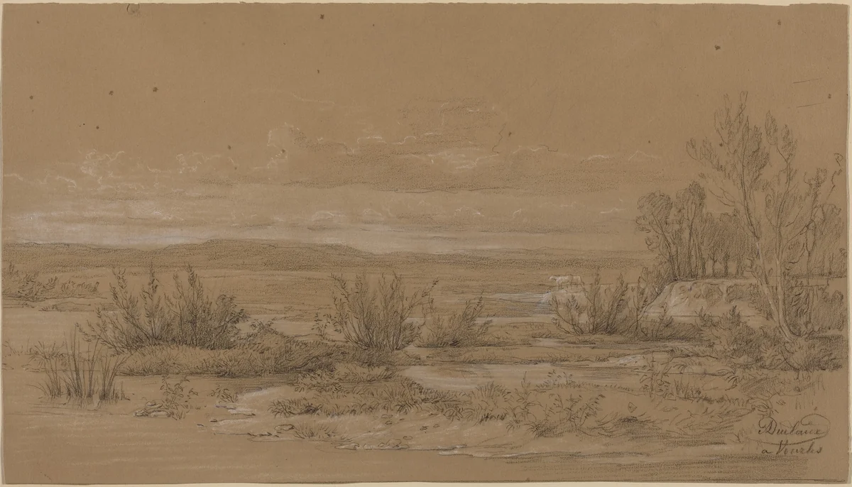 Landscape near Vourlis by Antoine Jean Duclaux, drawing, 1830