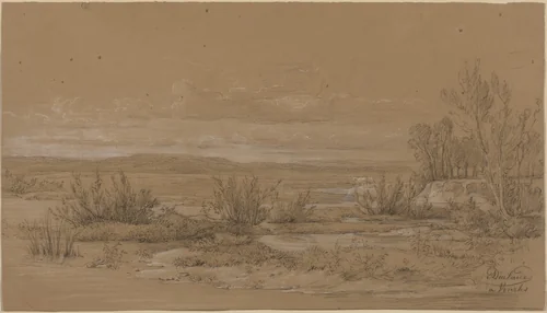 Landscape near Vourlis by Antoine Jean Duclaux, drawing, 1830