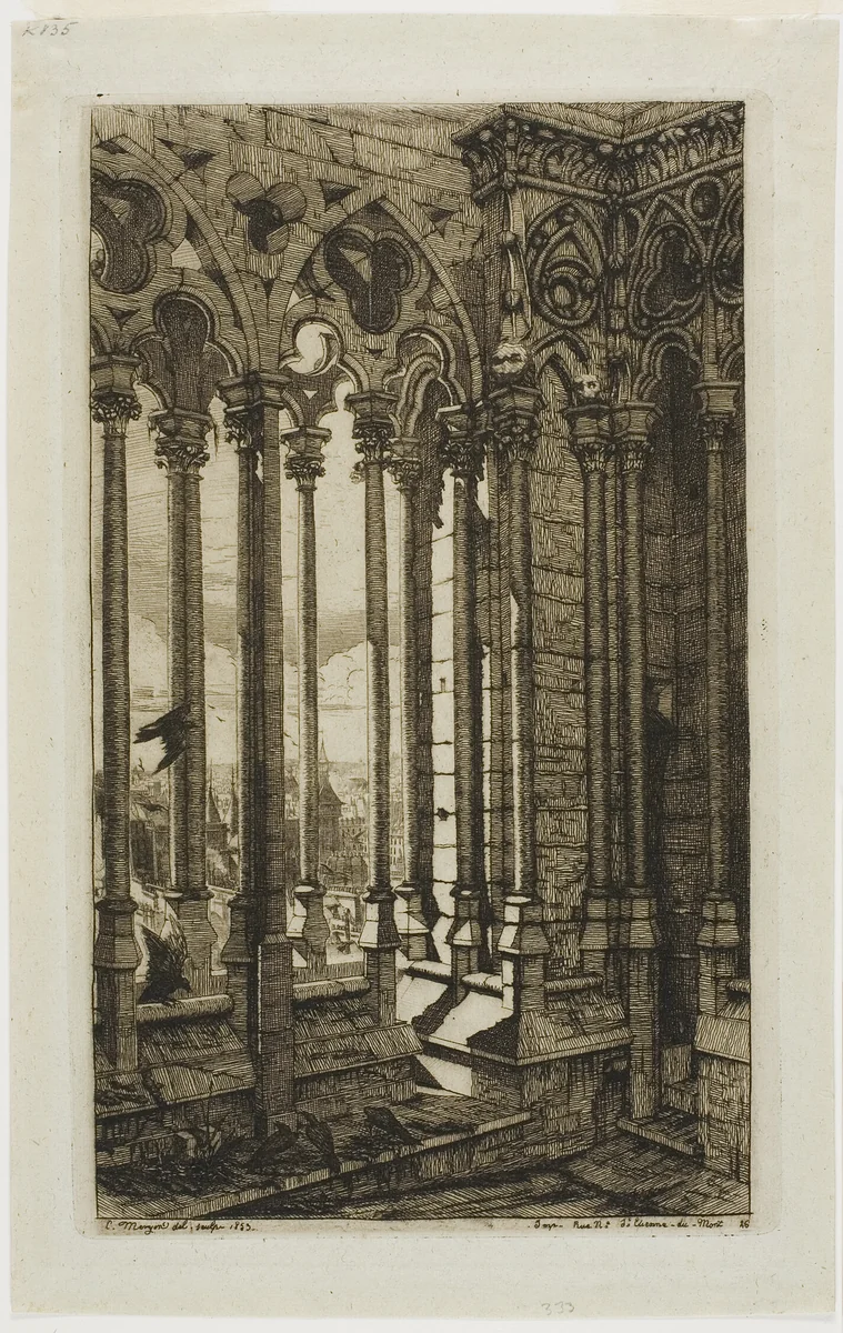 The Gallery of Notre-Dame, Paris by Charles Meryon, print, 1853