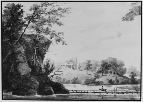 View of Morrisville, General Moreau's Country House in Pennsylvania, Possibly The Woodlands, Pennsylvania by Pavel Svinin, artwork, 1811-1816
