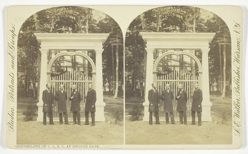 Counselors of C.L.S.C. at Bronze Gate, from the series "Studies, Portraits and Groups" by L.E. Walker, photograph, 1850-1881
