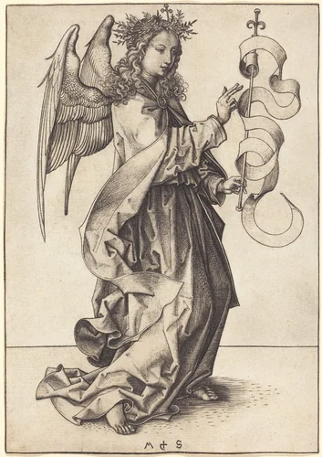 The Archangel Gabriel by Martin Schongauer, print, 1490-1491