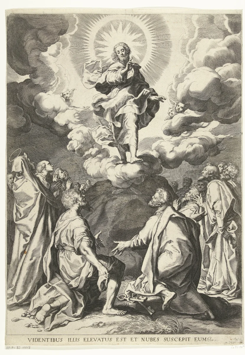 Hemelvaart van Christus by Cornelis Bloemaert, print, 1656-1692