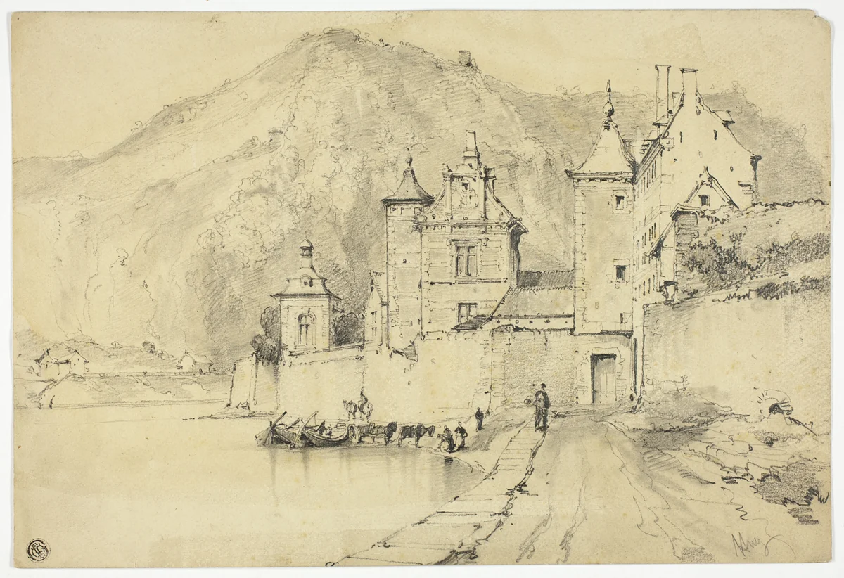 Town on the Meuse by Arnauld de Vuez, drawing, 1664-1720
