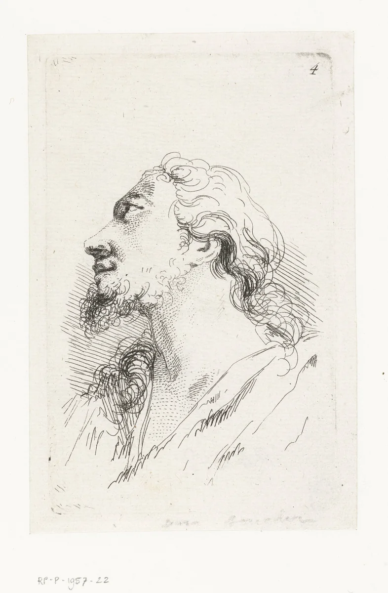 Hoofd van Christus by François Boucher, print, 1727-1755