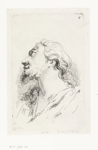 Hoofd van Christus by François Boucher, print, 1727-1755