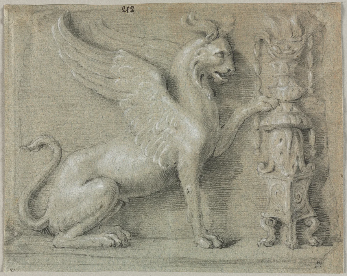 A Griffin Relief by anonymous, drawing, 1700-1799