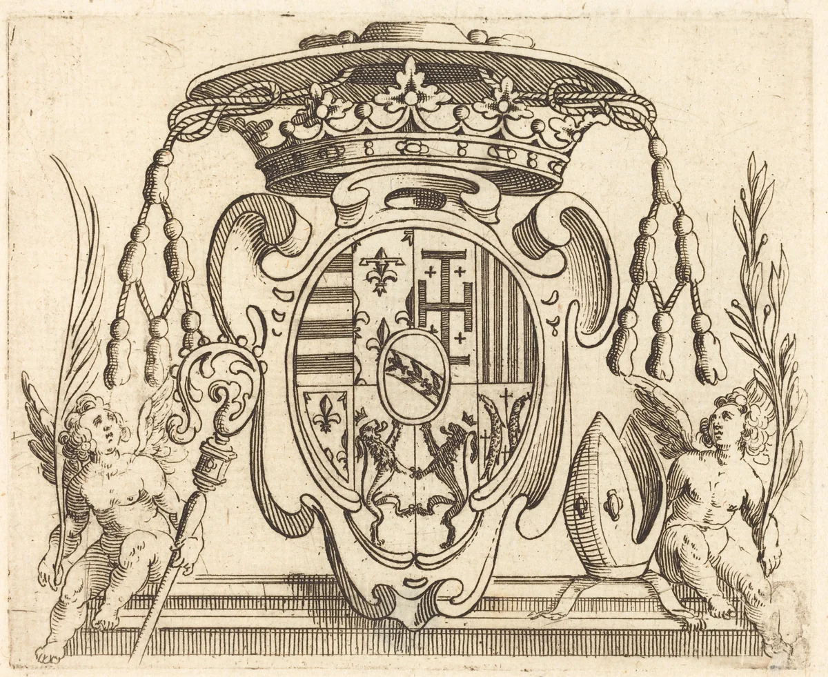 Coat of Arms of Nicolas Francis of Lorraine by Jacques Callot, print, 1592-1635