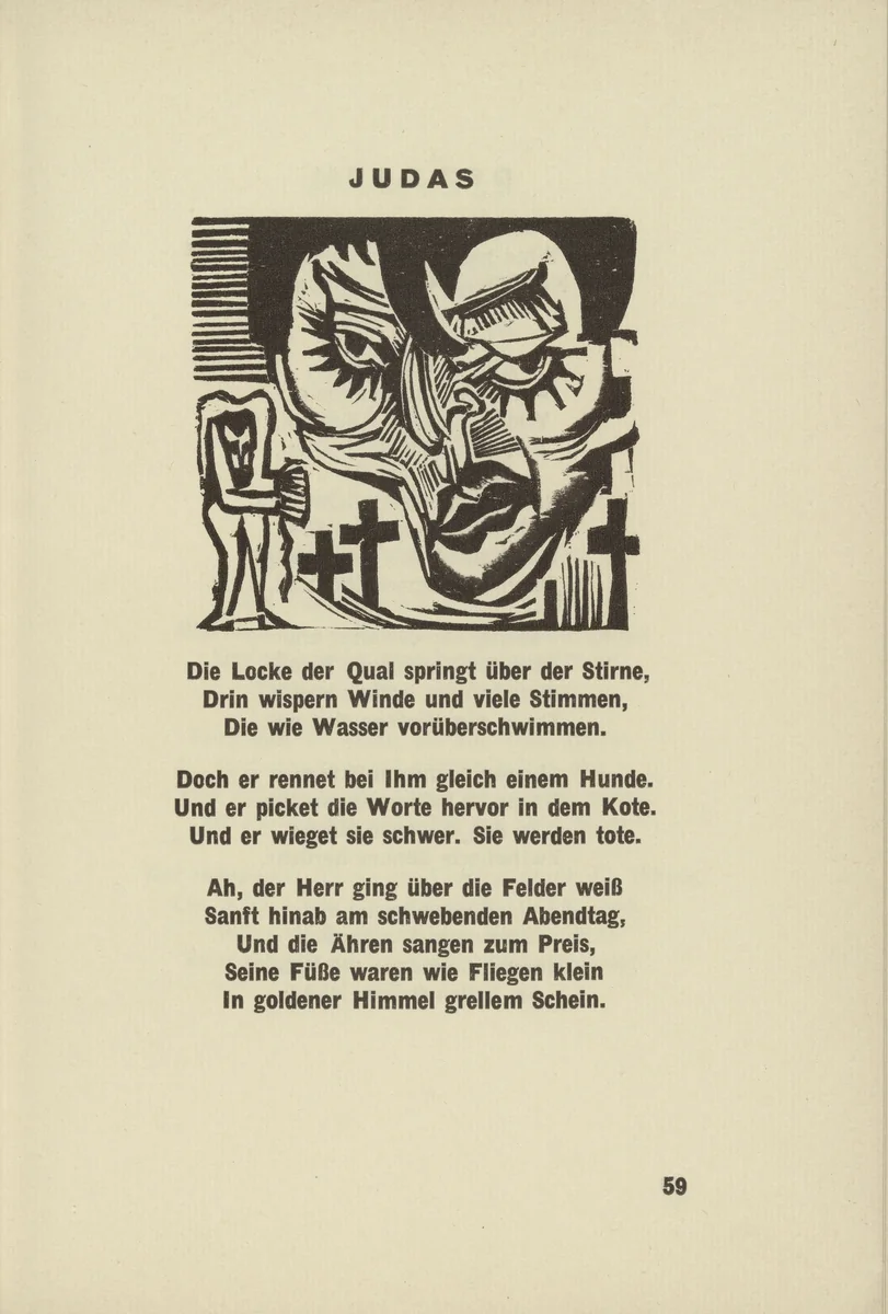 Judas (headpiece, page 59) from Umbra vitae (Shadow of Life) by Ernst Ludwig Kirchner, illustrated book, 1924