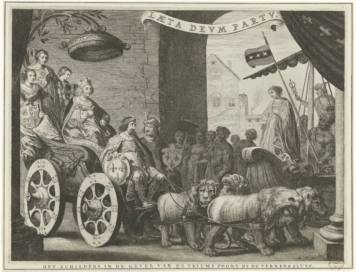 Maria de' Medici als Cybele by Pieter Nolpe, print, 1638