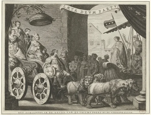 Maria de' Medici als Cybele by Pieter Nolpe, print, 1638