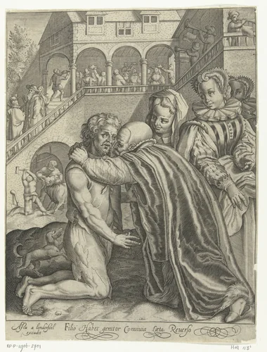 Thuiskomst van de verloren zoon by Nicolaes de Bruyn, print, 1581-1656