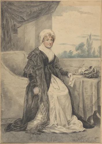 Woman Seated at a Table, Holding a Letter by Henry Edridge, drawing, 1769-1821