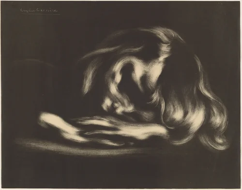 Sleep by Eugène Carrière, print, 1897