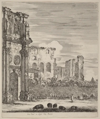 Arch of Constantine by Stefano della Bella, print, 1656