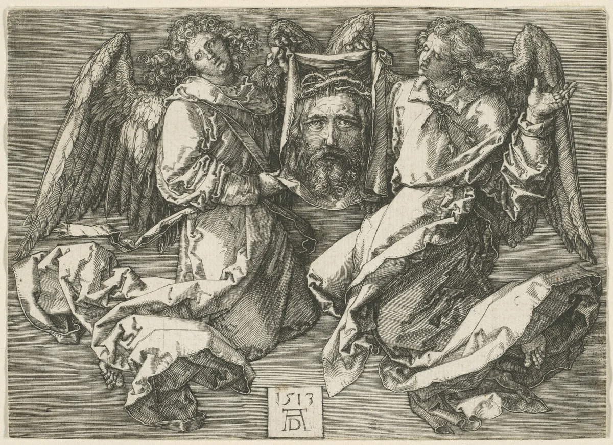Sudarium Displayed by Two Angels by Albrecht Dürer, print, 1513