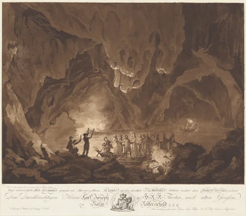 Boating Party in an Underground Cave by Joseph Fischer, print, 1794