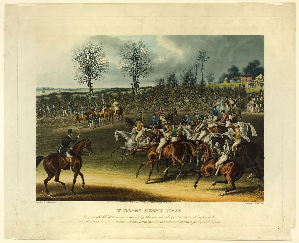 Saint Albans Steeplechase by James Pollard, print, 1837