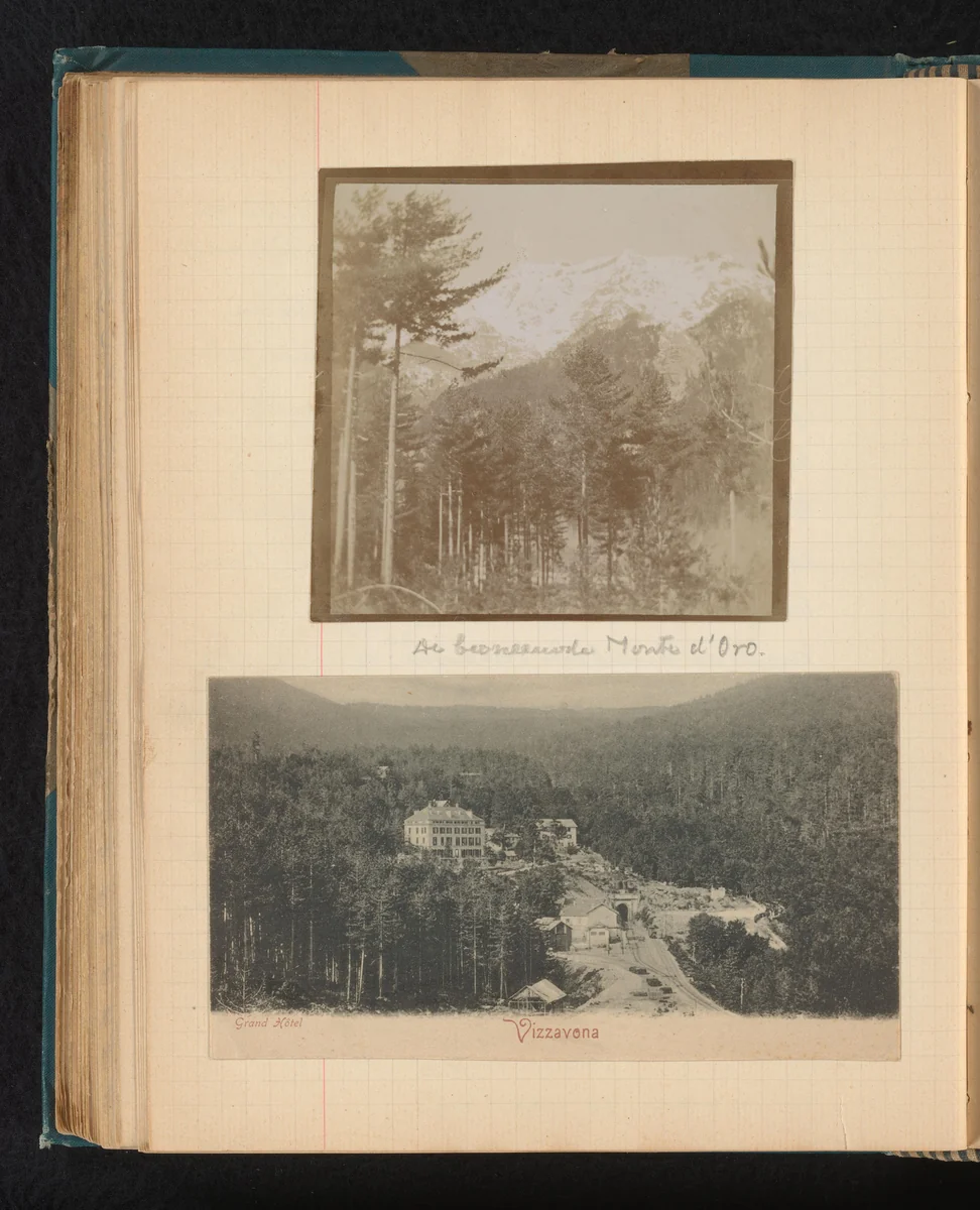 Gezicht op berg Monte d'Oro en het Grand Hotel in Vizzavona, Corsica by Théodore van Lelyveld, photograph, 1902