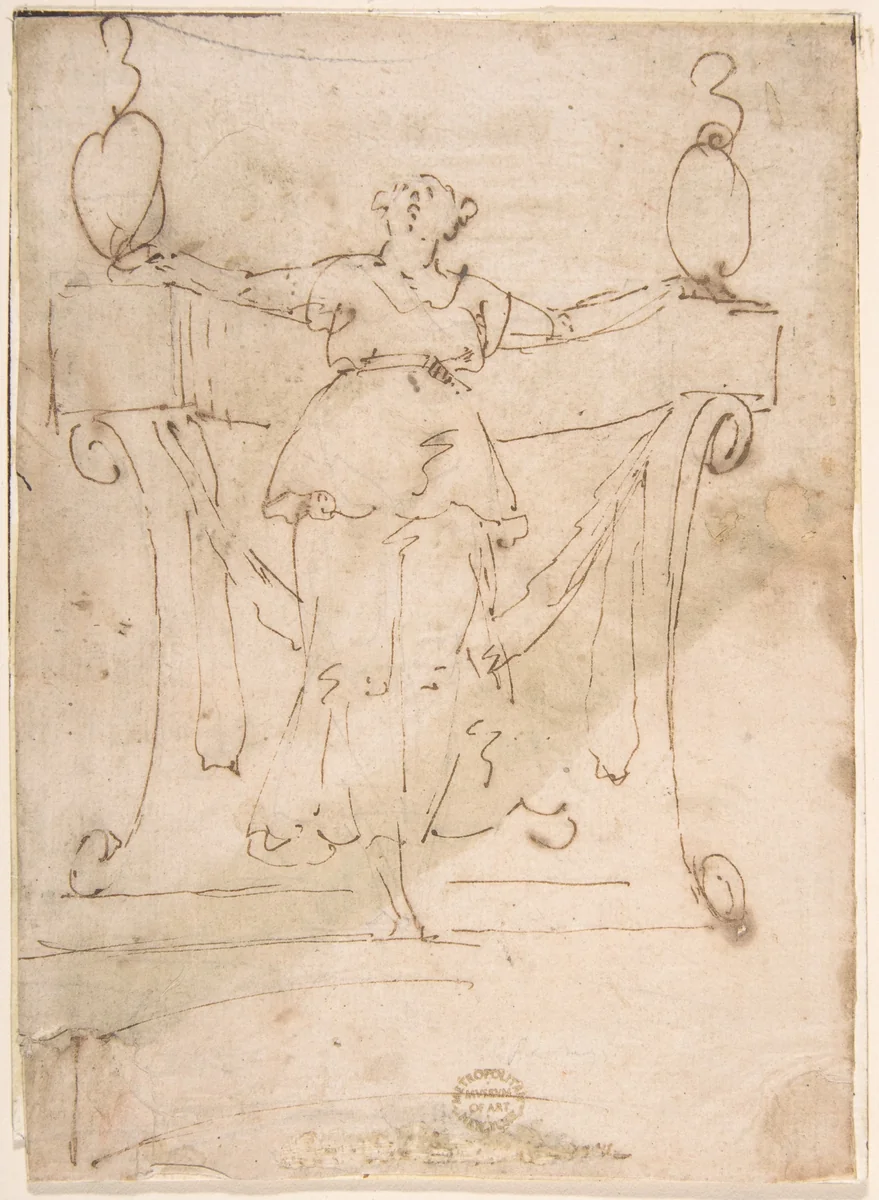 Female Figure by anonymous, drawing, 1500-1600