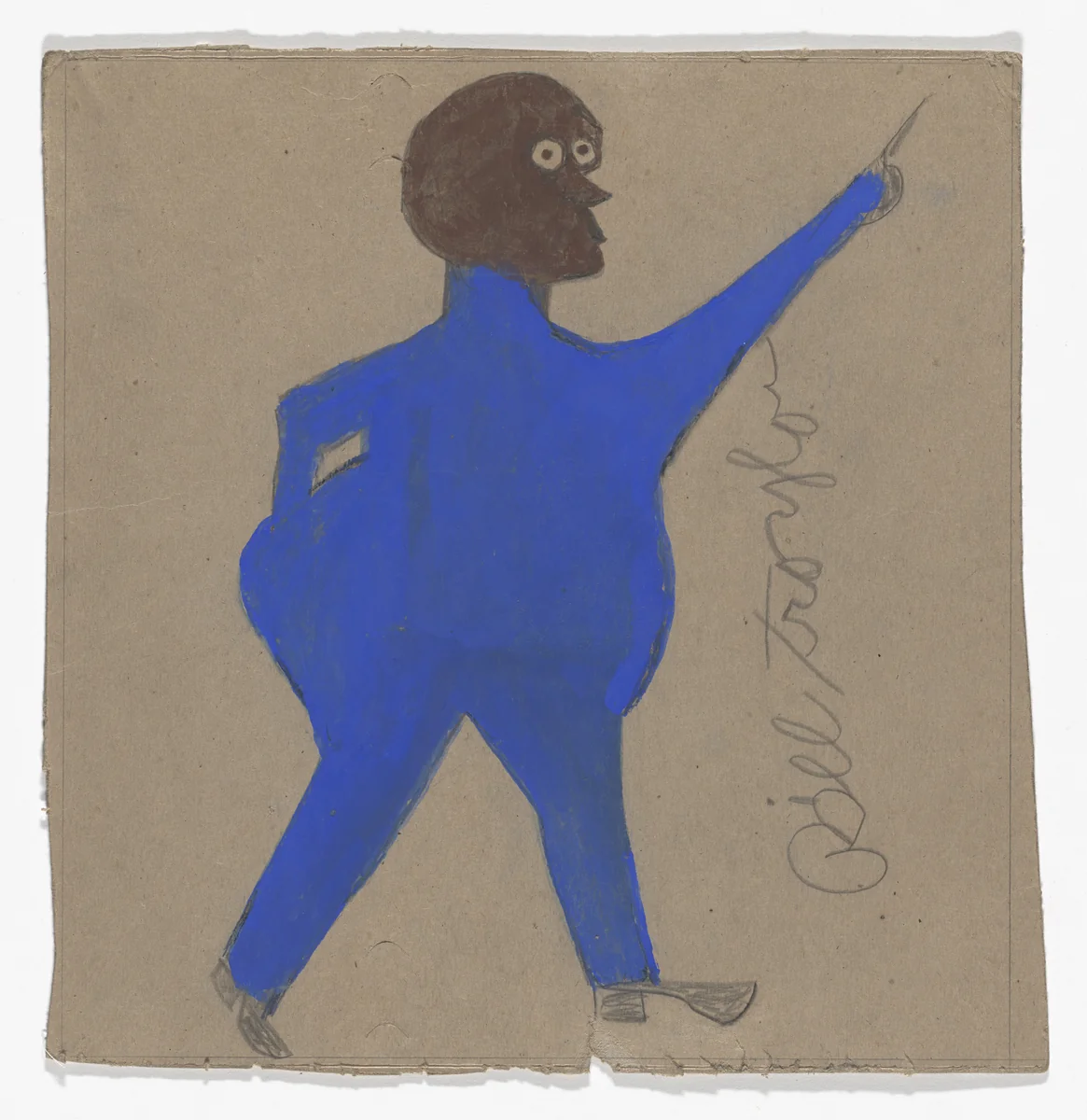 Fat Man in Blue by Bill Traylor, drawing, 1939