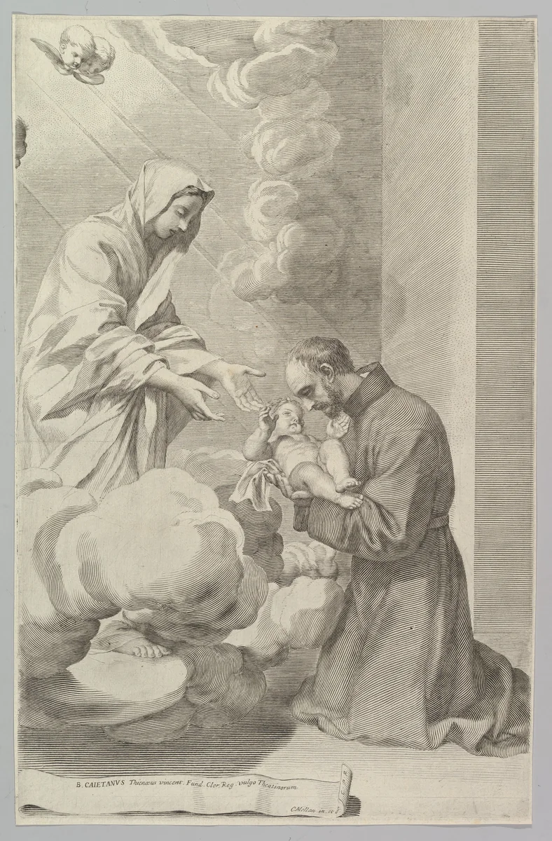 St. Gaëtan, Founder of the Theatines by Claude Mellan, print, 1600-1688