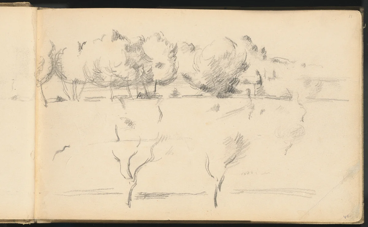 Landscape with Trees by Paul Cezanne, drawing, 1895-1898